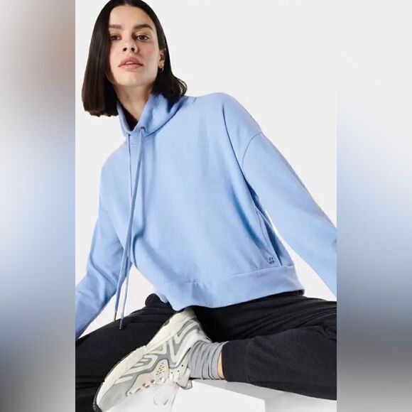 Sweaty Betty Harmonise Luxe Fleece Sweatshirt Coast Blue Sweater Size Small - Picture 1 of 16